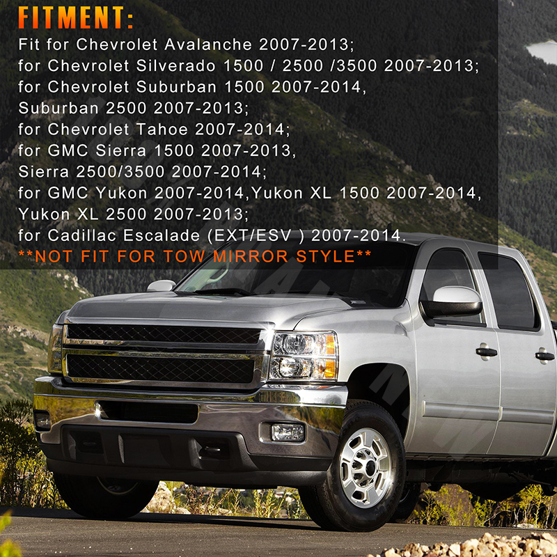 GoodTopMart Chrome Mirror Covers & 4 Door Handle Covers For GMC Sierra 2007-2013