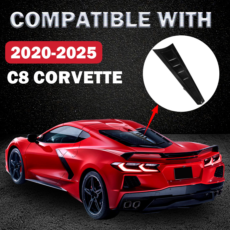 Black Rear Split Window Applique Louver Trim for Corvette C8 Z51