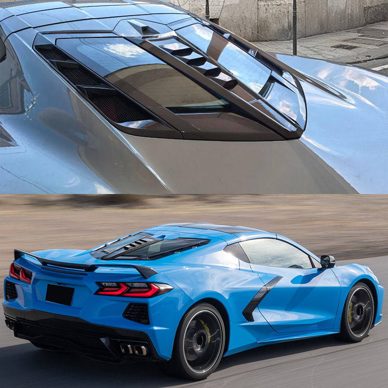 Black Rear Split Window Applique Louver Trim for Corvette C8 Z51