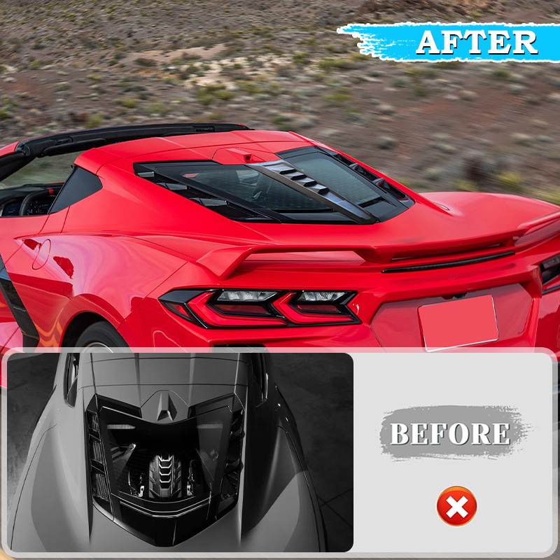 Black Rear Split Window Applique Louver Trim for Corvette C8 Z51