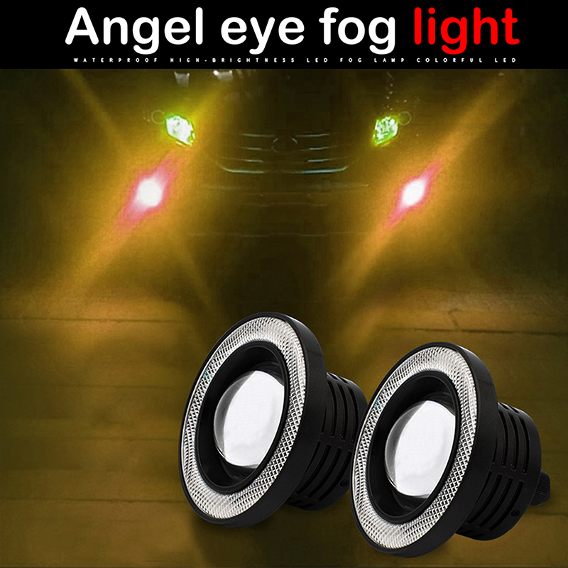 3.5/" Red Projector LED Fog Daytime DRL Light COB Halo Angel Eyes FIT Chevy Tahoe