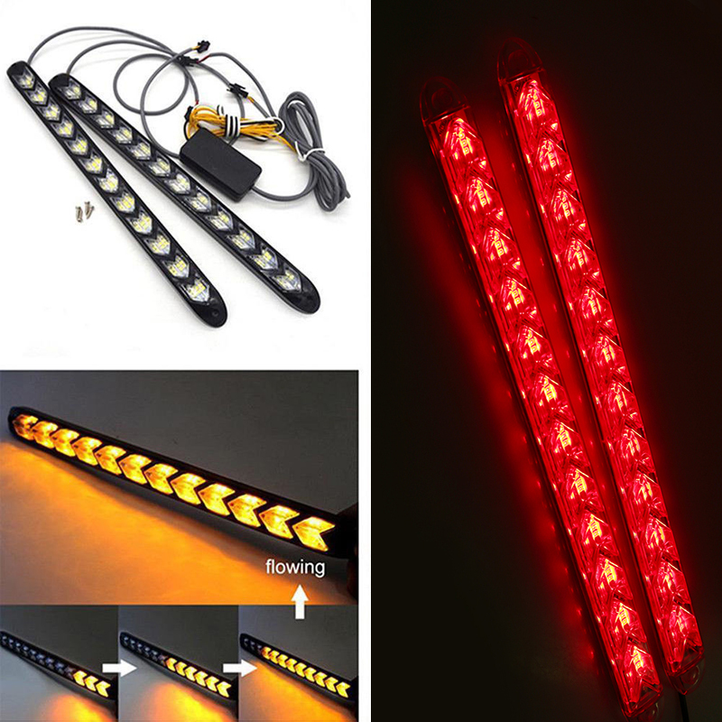 2x 12LED LED DRL Daytime Running Strip Light Sequential Flowing Turn ...