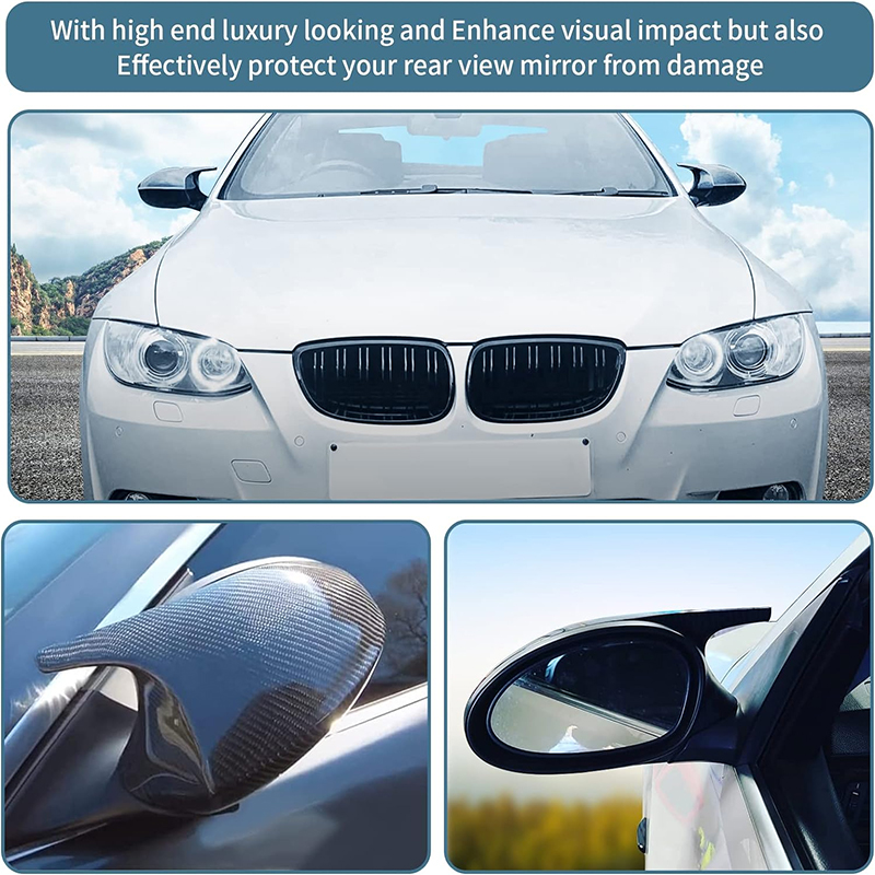 Carbon Fiber Mirror Cover Cap For BMW E90 E91 E92 E93 Pre-LCI 323i 328i M3  Style